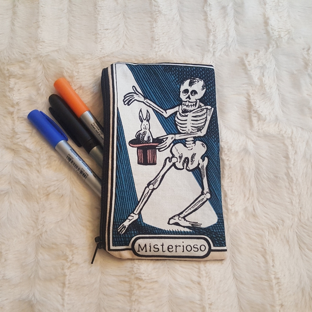 Mysterious skeleton tarot card cosmetic/pencil bag